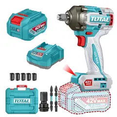 TOTAL TOOLS - Taladro Pistola Llave Impacto 42v Bat+ Carg Total Tiwli42461 Turquesa