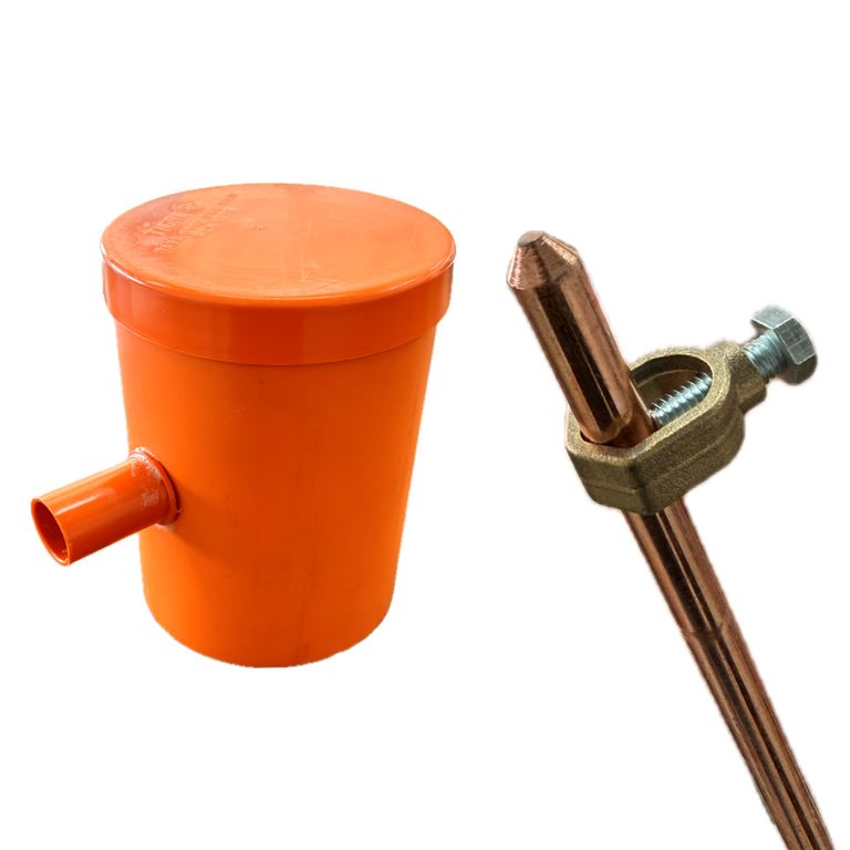 Barra Tierra 1mt + Conector Bronce + Cámara Registro 160mm