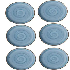 CORONA - Set de 6 Platos Llano Coupe 28 Cm AzulMar Artisan