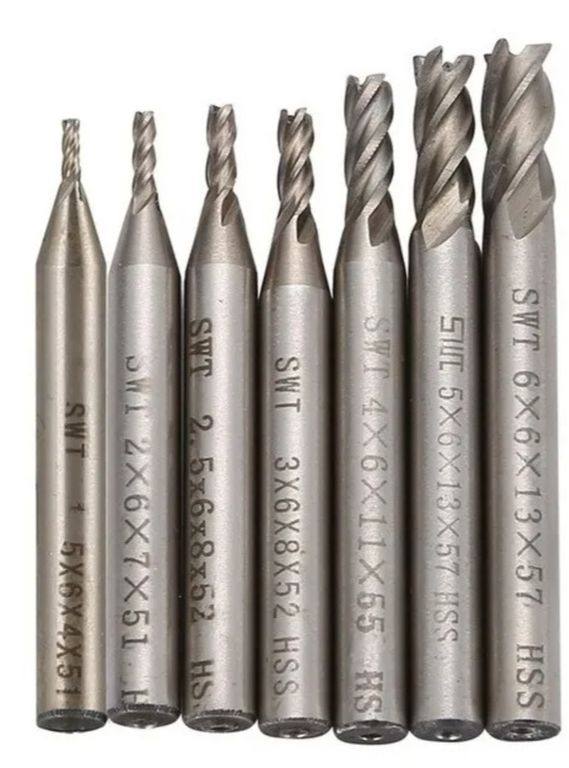 7 Broca Fresa Flauta Cnc Hss Cortador Perforacion Molino