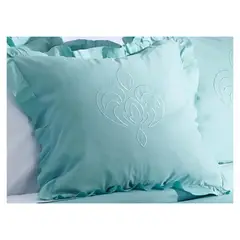 VELUTTI - Funda de Cojín Bordado Turquesa 50x50 cm