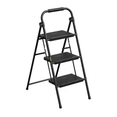 GENERICO - Escalera plegable multiuso 3 peldaños color negro
