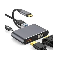 KINDA NICE - Hub 4 En 1 Adaptador Usbc A Hdmi 4k Vga Usb3.0 Mac Switch Pc