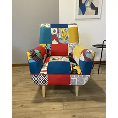 GENERICO - Poltrona individual Sonica Patchwork de 75 x 75 x 95 cm