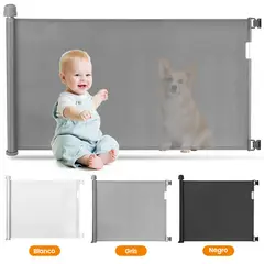 ZSPK - Puerta Gris Retráctil Seguridad para Niño y Mascota