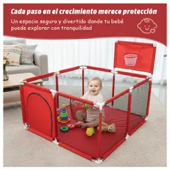 ZSPK - Corral Rojo Centro de Seguridad Infantil Con Aro De Basket