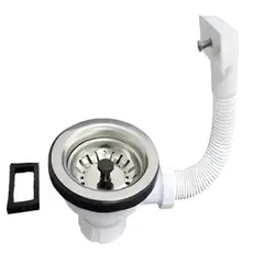 GENERICO - Desague Lavaplatos 4 Aquakit Con Rebalse Rejilla Inoxidable