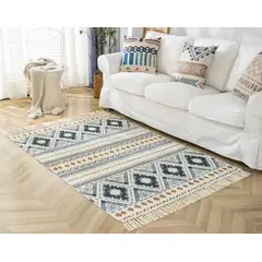 DIANA - ALFOMBRA DE ALGODON Y LINO CON DISEÑO NORDICO VINTAGE 160cm x 200cm