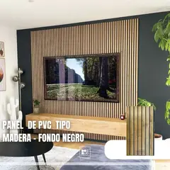 GENERICO - Panel pvc tipo madera color roble - Fondo negro
