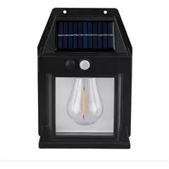 SUPERCENTER - Farol Solar De Pared + Sensor Movimiento Luz Cálida Exterior Negro