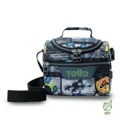 TOTTO - Lonchera Térmica Hombre Pizarra Mediana Negra