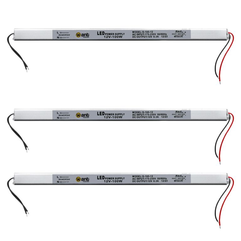 3 Fuentes de Poder 12V 8.3A 100W Ultra delgada