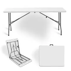 GENERICO - MESA PLEGABLE BLANCA RECTANGULAR 180cms TIPO MALETA