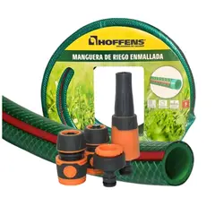 HOFFENS - Kit Manguera + Accesorios 12 10Mts Enmallada Verde