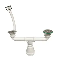 GENERICO - Sifon Para Lavaplatos Doble 1 Media Con Rebalse Aquakit