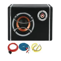 GENERICO - Subwoofer Plano Amplificado + Kit de Instalación Parlante de Graves