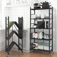 ANGELES DEL HOGAR - ESTANTE ORGANIZADOR PLEGABLE METALICO MULTIUSO 5 NIVELES