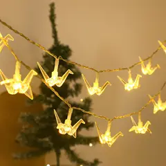 GENERICO - Guirnalda solar grulla 20 LED luz cálida 4,5mt