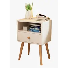 GENERICO - Velador 2nivels Moderno Con Cajon Mesa De Noche 40x30x57 Brillante Blanco