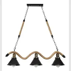 WANT - LAMPARA COLGANTE TRIPLE DE CAÑAMO PORTA E27