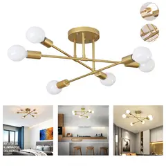 TNAKIEX - Lámpara Colgante Techo 6 luces - Dorada