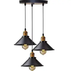 TATEE - Lámpara de pared Lámpara de araña 3 cabezas redondo negro30cm