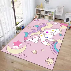 GENERICO - ALFOMBRA DE NIÑA DISEÑO TIERNO UNICORNIO ARCOIRIS 120X160 WM