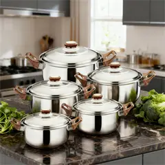 GENERICO - Juego de Ollas de Acero Inoxidable 5 Piezas