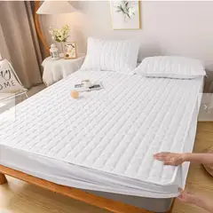 GENERICO - Cubre colchón blanco 2 plaza protector impermeable 2 funda de almohada
