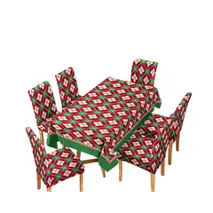 GENERICO - Set Mantel Impermeable De Mesa + 6 Fundas Sillas Navideño