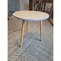 GENERICO - Mesa Auxiliar Redonda Blanca 50 cm Estilo Nórdico Minimalista