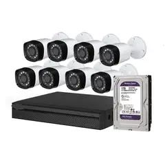 ARTIHOGAR - Kit Cctv 8 Cámaras Seguridad + Disco Duro 1 Terabyte Instalado en DVR HD 1080P