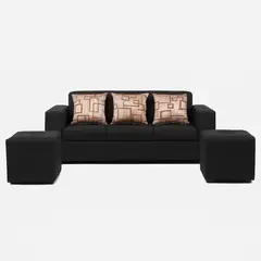 MEXX MUEBLES - Sofa Ginebra 3 Cuerpos Incluye Dos Puff