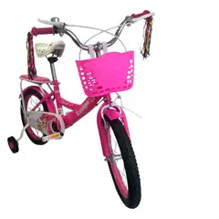 GENERICO - Bicicleta Aro 16 Con Ruedas De Aprendizaje Niñas Fucsia E