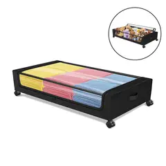 ATURE - Cajas Organizador De Ropa Multiuso Bajo Cama Con Ruedas Negr