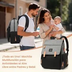 ZSPK - Mochila Maternal Multifuncional y Moderna Negro con Gris