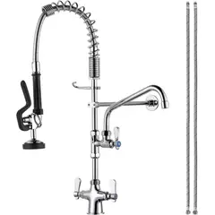 BLUEDREAMER - Grifo comercial con pulverizador Griferia Comercial Lavaplatos Pre Wash Con Cuello