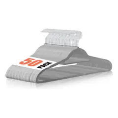 SUPERCENTER - Set 50 Ganchos Colgadores De Ropa Terciopelo Antideslizantes Gris