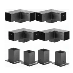 MUNDO MAGIA - Kit Herrajes Pérgola 8 Piezas Para Vigas De 4 X 4