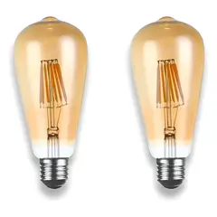 WANT - Pack 2 Ampolleta Led St64 Vintage E27 8W 2700k