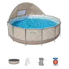 BESTWAY - Piscina estructural redonda 3.96x107 cm con parasol