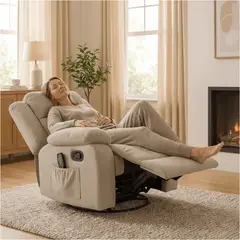 HOMER OUTDOOR - Berger giratorio sillon reclinable masaje y calefaccion mecedora tela tecnica