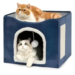 GENERICO - Cama Iglu Cueva para Mascotas Azul