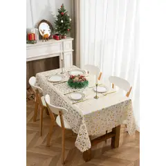 GENERICO - Mantel Impermeable Rectangular Decoración Navidad 220x140 Mantel Blanco