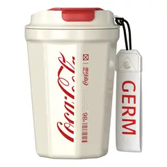 COCA COLA - Germ Termo Taza de Café Frío O Caliente Vaso Térmico, 390 ML Blanco