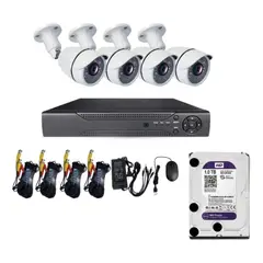 GENERICO - Kit Cctv 4 Cámaras 2 MP con Disco Duro 1 Terabyte 1080P