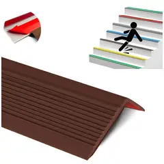 ATURE - Grada Goma Estriada Protector De Borde Escalera 3m Marrón