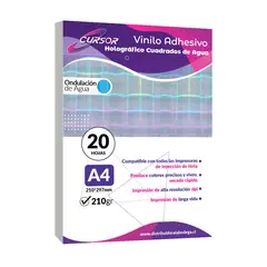 CURSOR - Vinilo Adhesivo Tornasol Cuadrados Agua Imprimible A4 20hjs