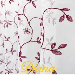 DIANA - CORTINA VISILLO TRANSLUCIDO BORDADO RAMAS ROJAS 2 PAÑOS 140X240CM