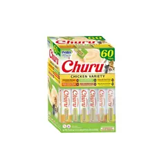 INABA - Churu Gatos Variedad Pollo 60 Tubos 14g Snack Cremoso